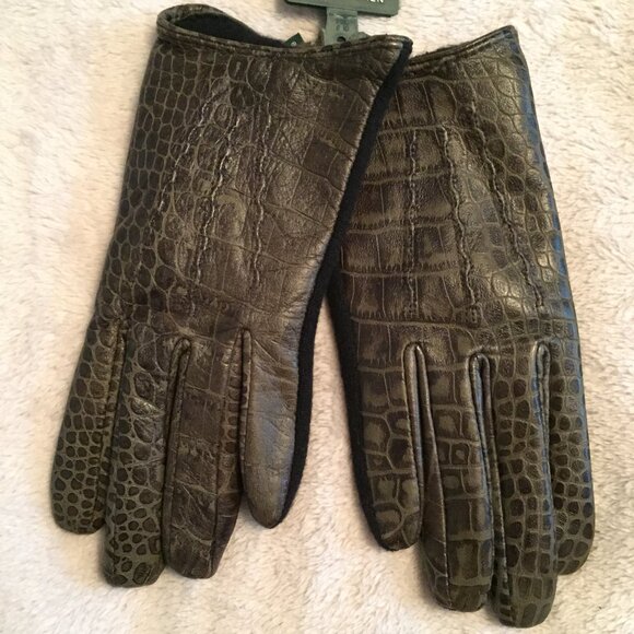 NWT - LAUREN snakeskin touch gloves sz S - Picture 1 of 11